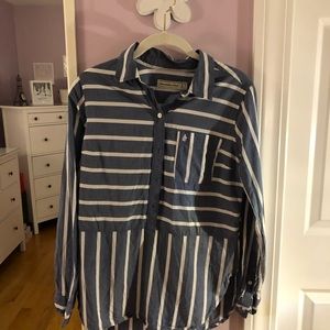 Blue and white striped blouse